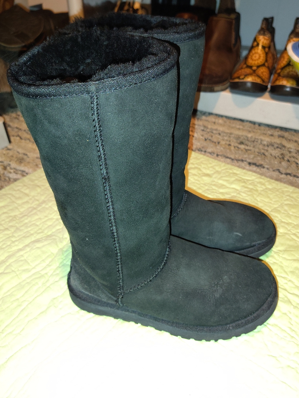 UGG Tall Black Shearling-Lined Winter Boots
